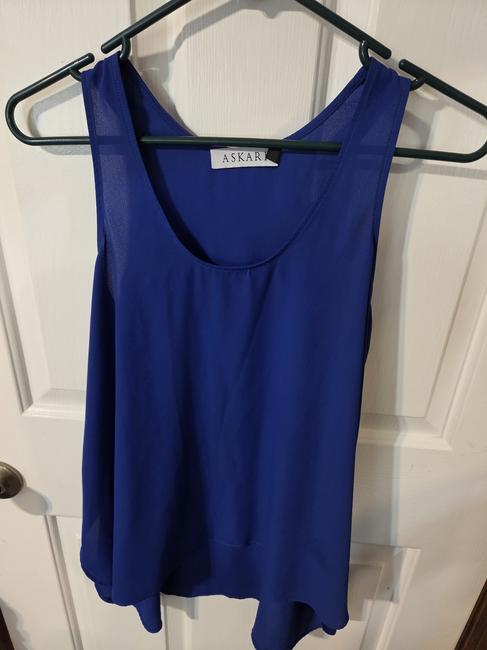 Askar Women's Royal Blue Sleeveless Scoop Neck Top